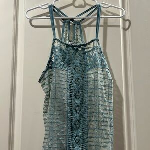 PINKY crocheted lace embroider spaghetti strap sheer sleeveless tank Top size L